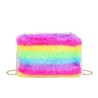 Plush Crossbody Bag with chain & soft surface multi-colored PC
