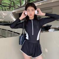 Polyester High Waist One-piece Swimsuit black PC