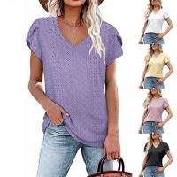Polyester Women Short Sleeve T-Shirts & hollow PC