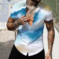 Polyester Plus Size Men Short Sleeve Casual Shirt & loose printed PC