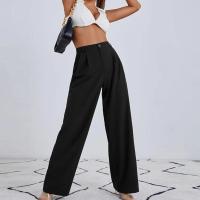 Polyester Women Long Trousers slimming patchwork Solid black PC