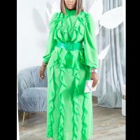 Polyester Sexy Package Robes hip Patchwork Solide vert fluorescent pièce