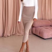 Polyester Package Hip Skirt slimming knitted Solid khaki PC