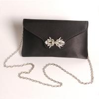 Cloth Box Bag Clutch Bag soft surface & attached with hanging strap & with rhinestone black PC
