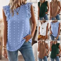 Polyester scallop Women Sleeveless Blouses patchwork PC