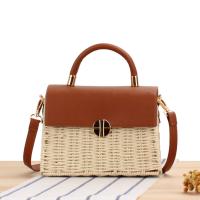 Kraft & PU Leather hard-surface Woven Tote attached with hanging strap PC