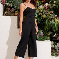 Polyester Long Jumpsuit slimming patchwork Solid black PC