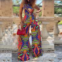Polyester Long Jumpsuit & loose printed green PC