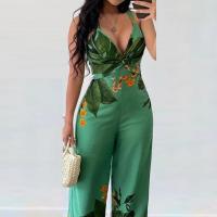 Polyester Long Jumpsuit slimming printed floral green PC