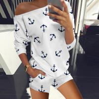 Polyester Women Casual Set & two piece short & long sleeve T-shirt printed Set