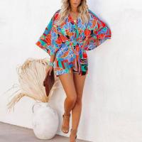 Polyester Women Romper & loose printed blue PC