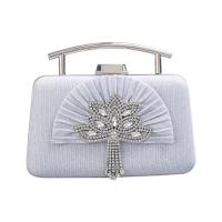 Metal & Polyester Easy Matching Handbag attached with hanging strap & with rhinestone flower shape PC