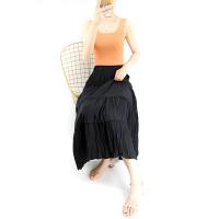 Cotton Slim & High Waist Skirt large hem design patchwork Solid : PC