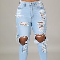 Denim Ripped Women Jeans flexible frayed Solid PC
