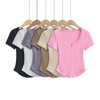 Algodón Mujeres Camisetas de manga corta, Sólido, más colores para elegir,  trozo