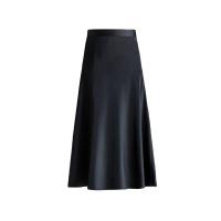 Satin High Waist Skirt large hem design patchwork Solid PC