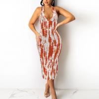 Polyester Sexy Package Hip Dresses backless printed PC