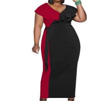 Polyester Waist-controlled & Plus Size One-piece Dress patchwork patchwork PC