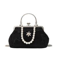PU Leather Shell Shape & Easy Matching Handbag attached with hanging strap & with rhinestone floral PC