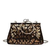 PU Leather & Sequin Shell Shape Handbag attached with hanging strap PC