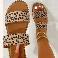 Synthetic Leather Women Sandals hardwearing leopard Pair