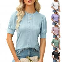 Polyester Women Short Sleeve T-Shirts & hollow Solid PC