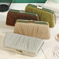 Polyester hard-surface & Concise & Pleat Clutch Bag with chain Solid PC