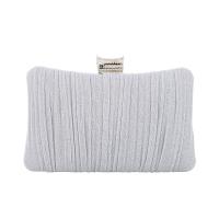 Polyester hard-surface & Pleat Clutch Bag with chain Solid PC