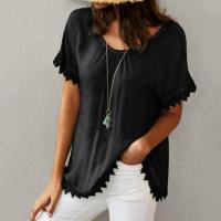 Cotton Women Short Sleeve T-Shirts & loose patchwork Solid PC