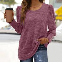 Cotton Women Long Sleeve T-shirt & loose patchwork Solid PC