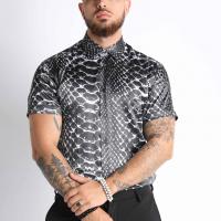 Polyester Men Short Sleeve Casual Shirt & loose printed PC