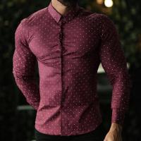 Polyester Mannen long sleeve casual shirts Afgedrukt meer kleuren naar keuze stuk