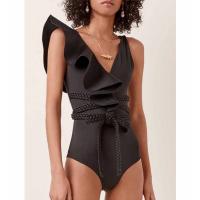 Polyester One-piece Swimsuit deep V & backless & skinny style Solid PC
