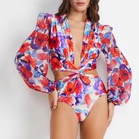 Polyester One-piece Swimsuit deep V & hollow PC