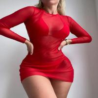 Gauze & Polyester Tankinis Set backless & three piece Solid red Set