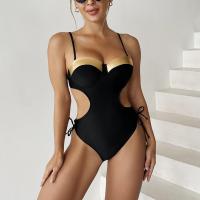 Polyester One-piece Swimsuit backless black PC
