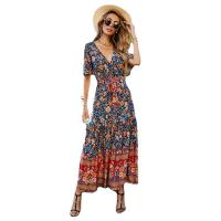 Polyester Waist-controlled One-piece Dress printed shivering mixed colors PC