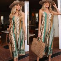 Polyester Long Jumpsuit backless & loose printed mixed pattern PC