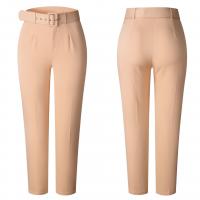 Spandex Slim & Plus Size & High Waist Women Suit Trousers & with belt Solid PC