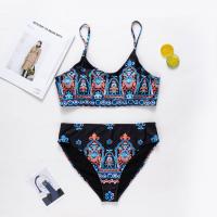 Polyester High Waist Tankinis Set backless & two piece printed Set