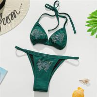 Polyester Bikini backless & two piece iron-on butterfly pattern Set