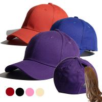 Cotton Ponytail Hat sun protection & for women & adjustable Solid : PC