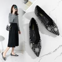 Polyester Pointed Flat Shoes hardwearing & with rhinestone Pair