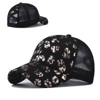 Cotton Ponytail Hat sun protection & for women & adjustable gold foil print leopard : PC