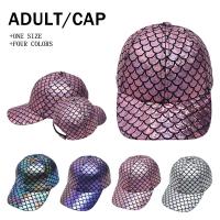 Cotton Baseball Cap sun protection & adjustable printed fish scale pattern : PC