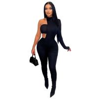 Polyester Single sleeve Long Jumpsuit & skinny Solid PC
