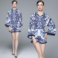 Polyester Vrouwen Casual Set Korte & Boven Afgedrukt Bloemen meer kleuren naar keuze stuk