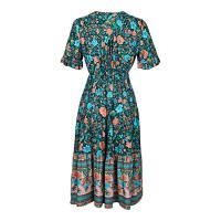 Polyester Waist-controlled & Soft & Slim & long style One-piece Dress printed floral multi-colored PC