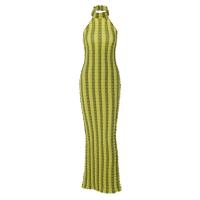 Spandex & Polyester Slim & Step Skirt Backless Dress backless printed striped PC