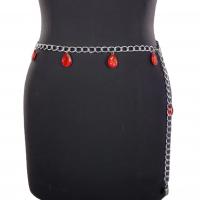 Acrylic & Zinc Alloy Concise & Easy Matching Waist Chain flexible length Sliver Plated red PC